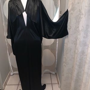 SOLD! Black Satin Bareback Dress and Jacket with open back